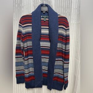 “LRL Lauren Jean Co.” Stripped Sweater SZ: (S) Cardigan Sweater, Blue Trim P/L